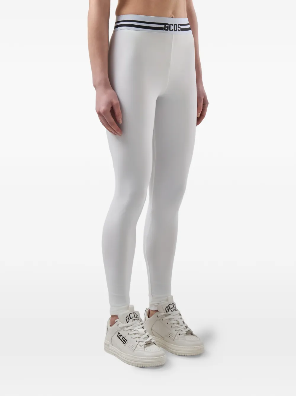 GCDS Legging met logoband Wit