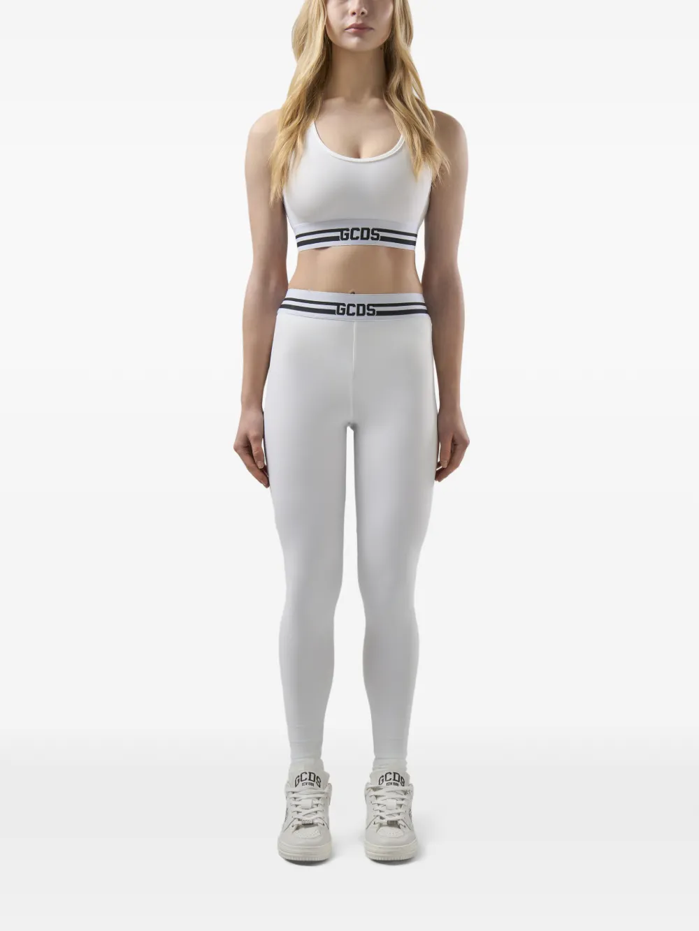 GCDS Legging met logoband Wit