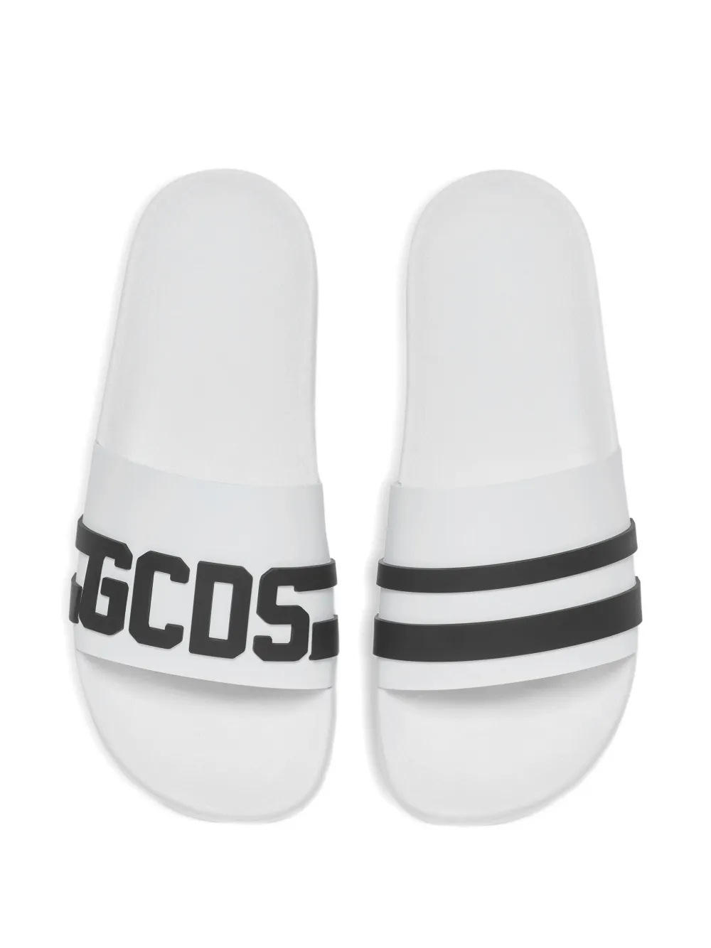 GCDS Badslippers met logo ketting Wit