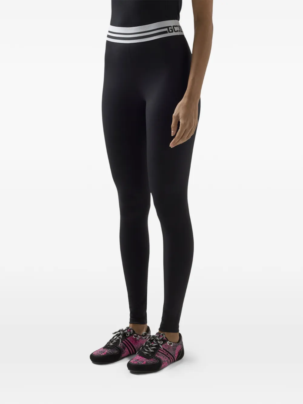 GCDS Legging met gestreepte tailleband Zwart