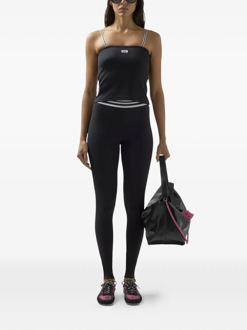 GCDS Legging met gestreepte tailleband Zwart