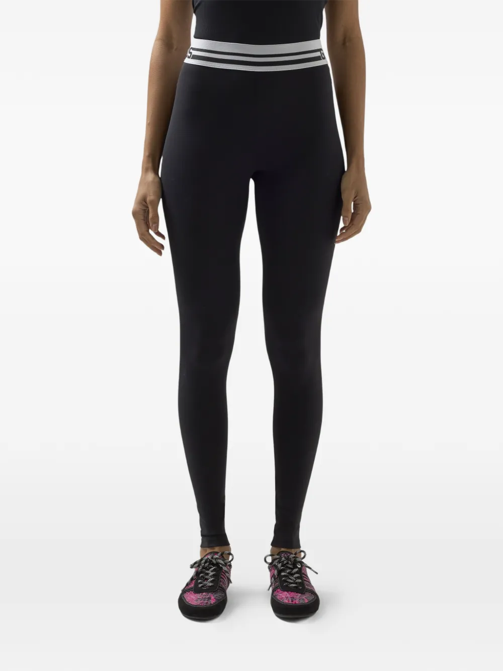 GCDS Legging met gestreepte tailleband Zwart