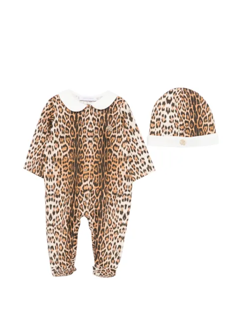 Roberto Cavalli Junior set de mameluco con estampado de leopardo