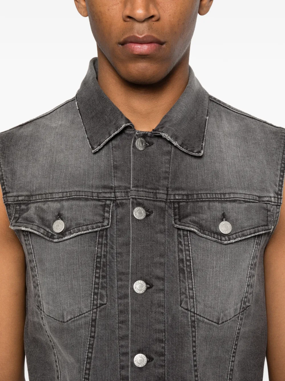 1990s Distressed Denim Vest