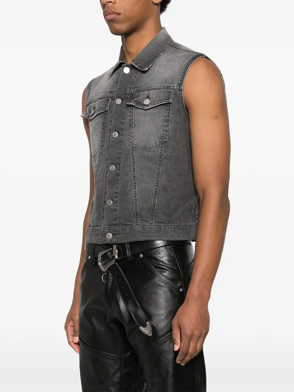 1990s Distressed Denim Vest