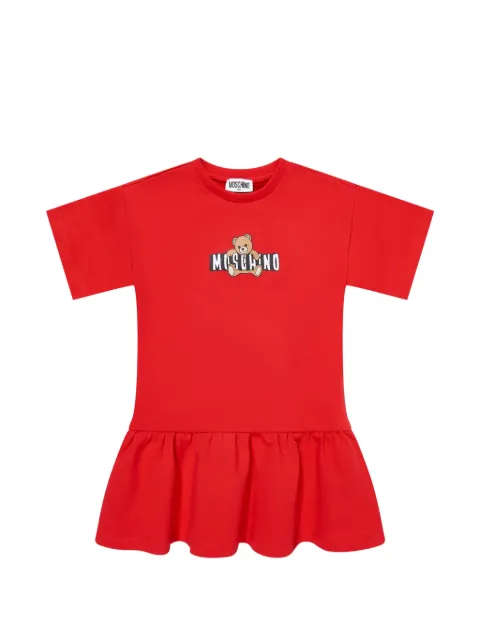 Moschino Kids teddy-print ruffled dress