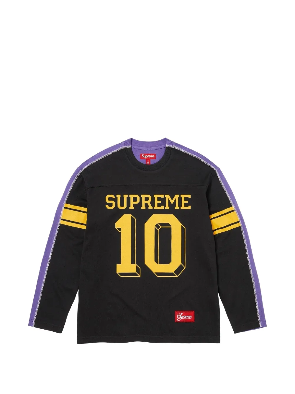 Supreme long-sleeve football T-shirt - Nero