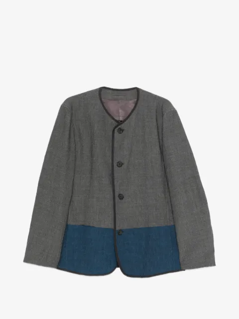 Issey Miyake Pre-Owned chamarra sin cuello con botones
