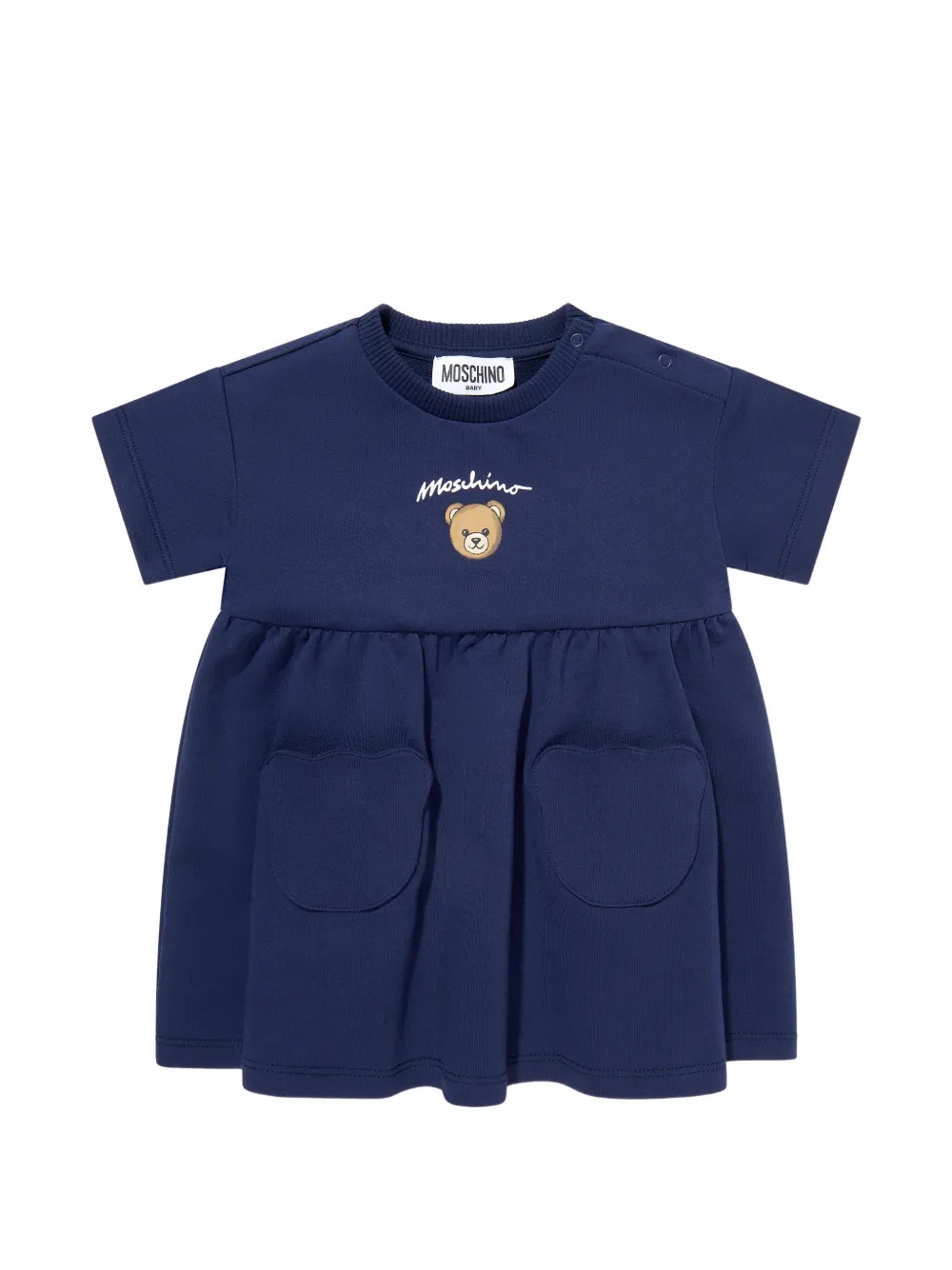 Moschino Kids bear-print pocket dress - Blu