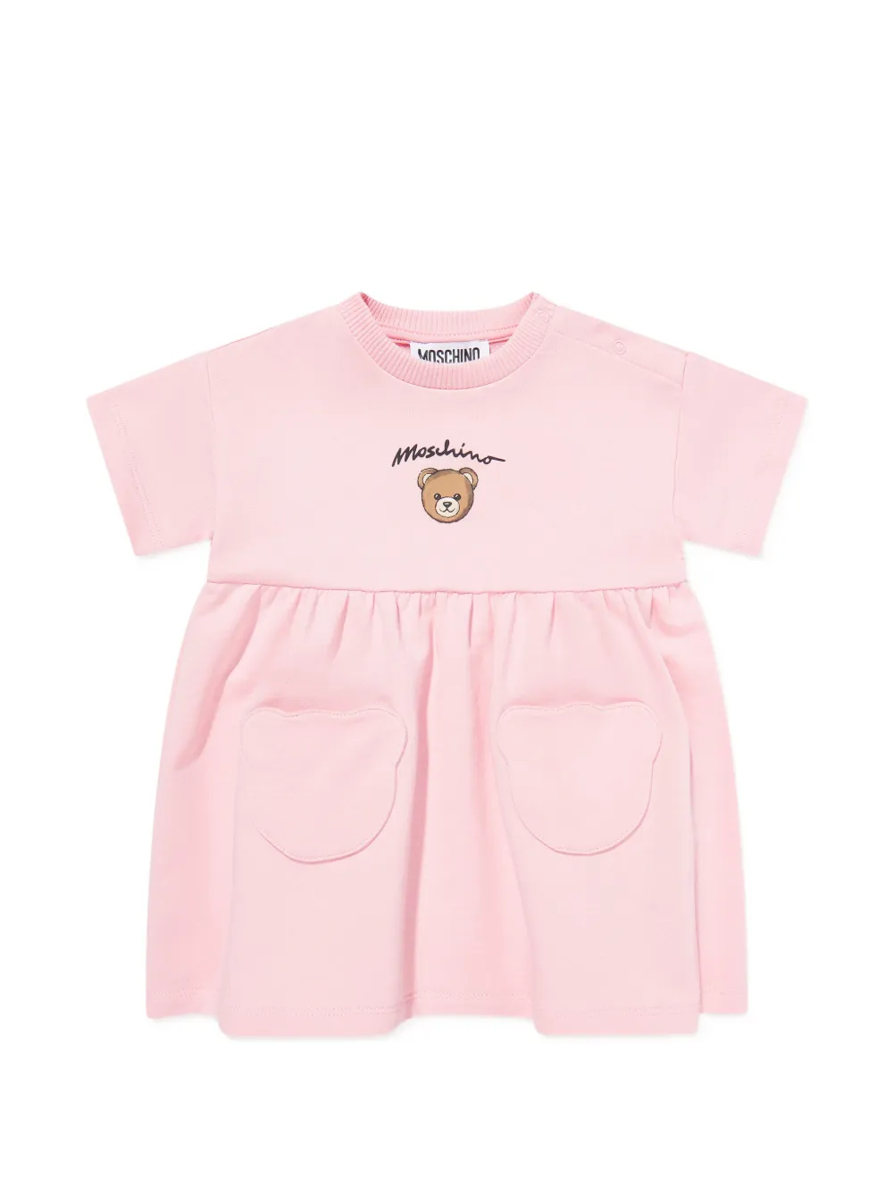 Moschino Kids teddy-print pocket dress - Rosa