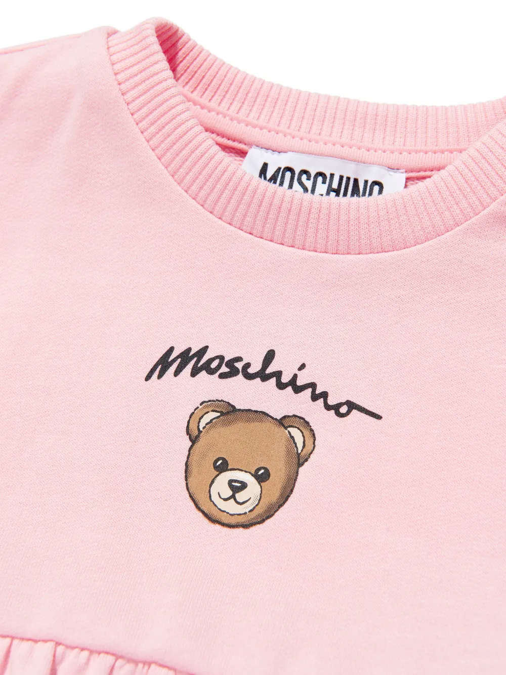 Moschino Kids Jurk met teddybeerprint en zak Roze
