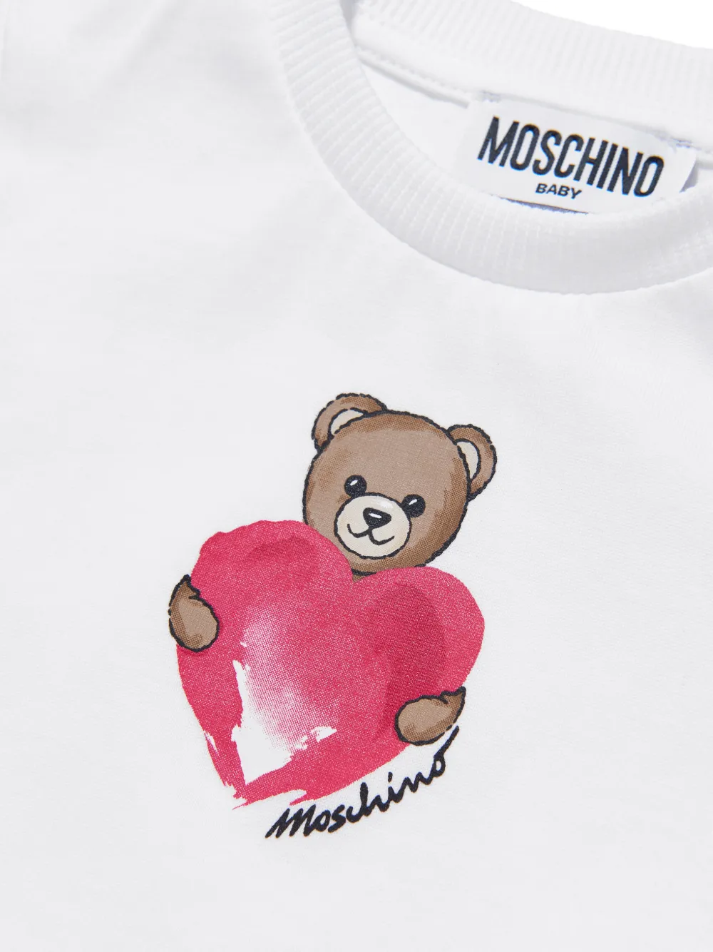 Moschino Kids Jurk met ruches en teddyprint Wit