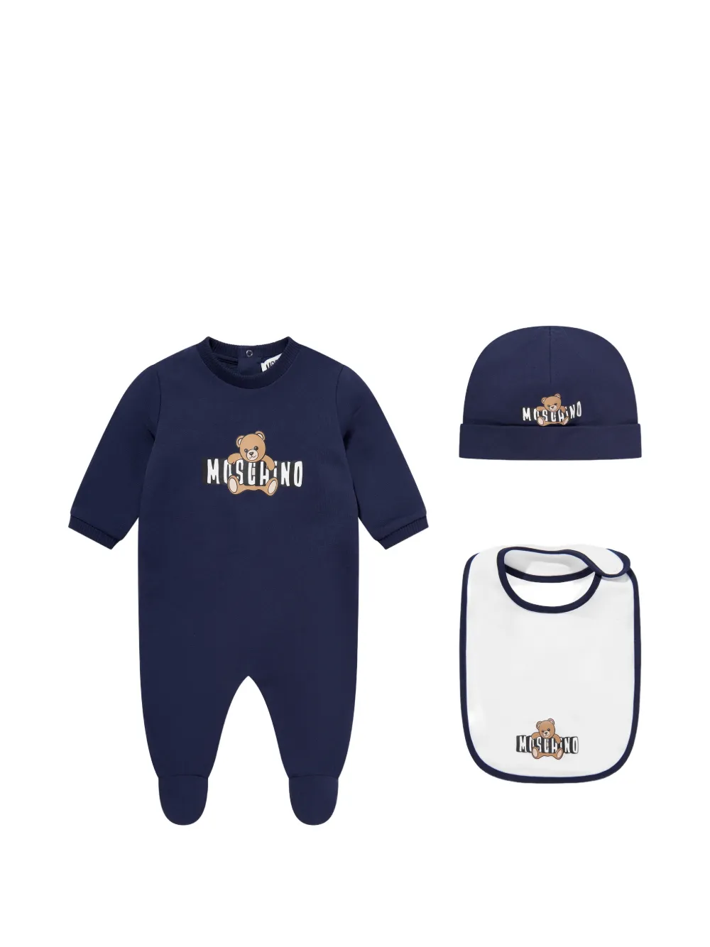 Moschino Kids logo-print babygrow set - Blau
