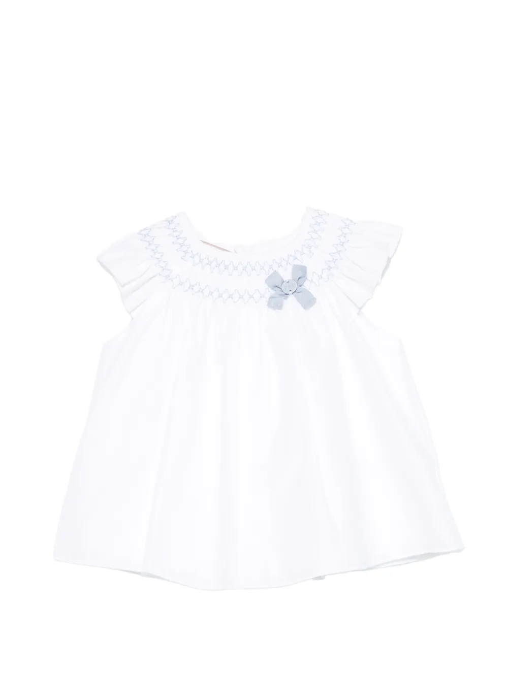 Paz Rodriguez bow smocked shorts set - Bianco