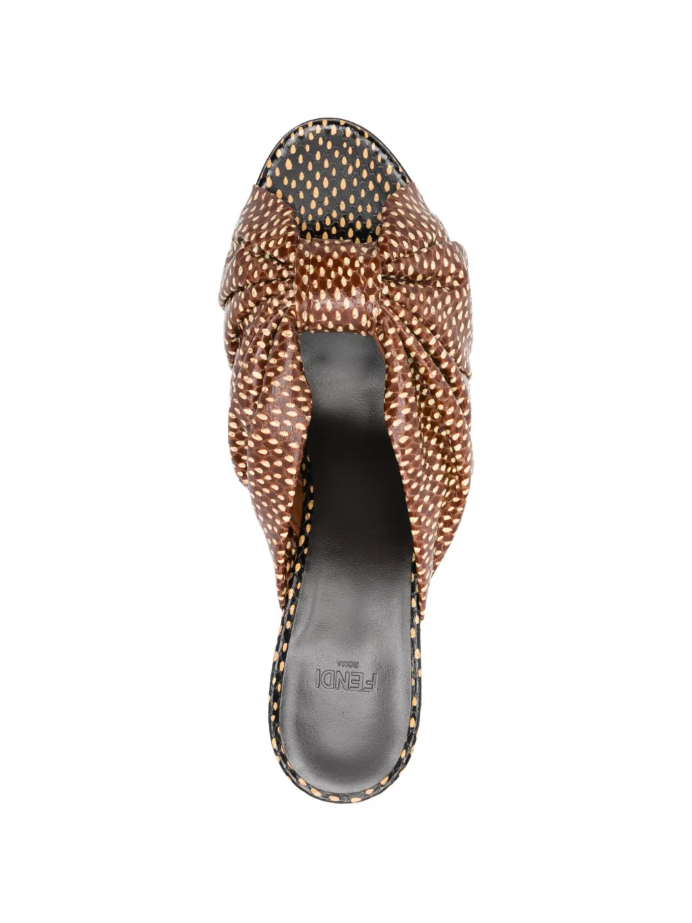 FENDI Arco ruched heeled sandals Bruin