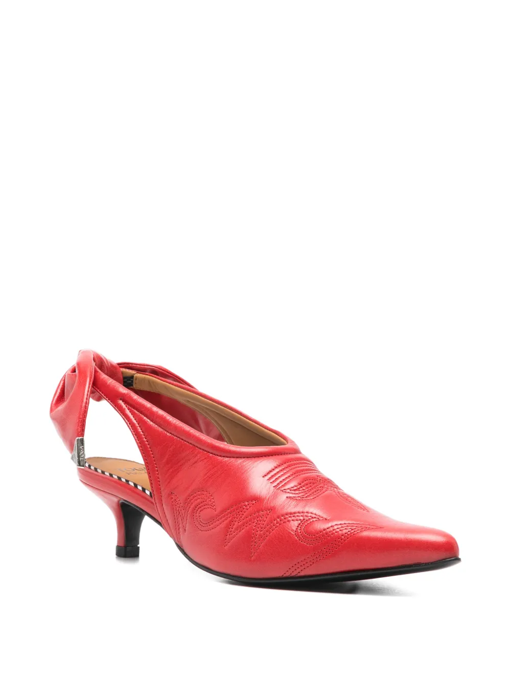 Toga Pulla bow-embellished leather pumps Rood