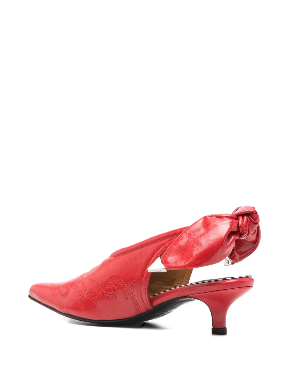 Toga Pulla bow-embellished leather pumps Rood