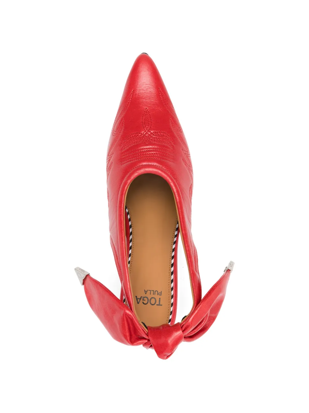 Toga Pulla bow-embellished leather pumps Rood