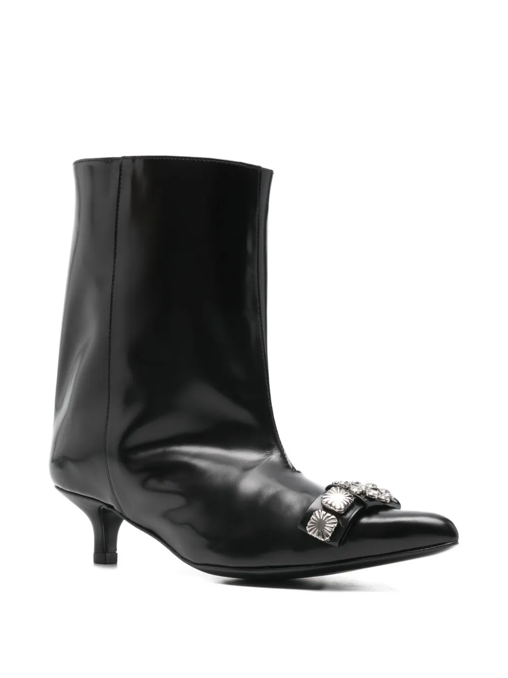 Toga Pulla toe-embellishment pointed-toe leather boots Zwart