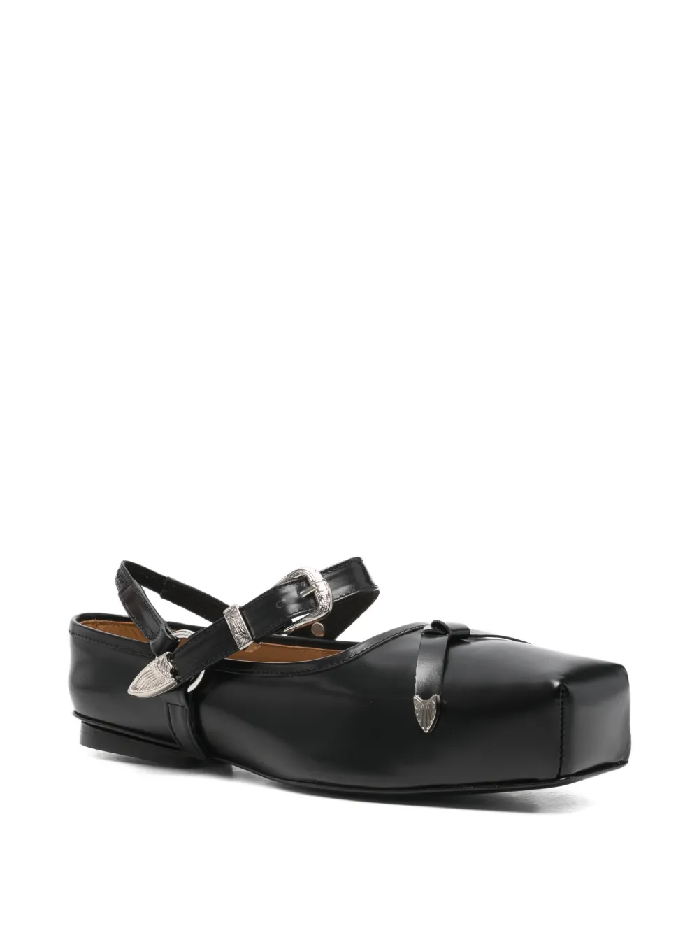 Toga Pulla detachable-strap leather loafers Zwart