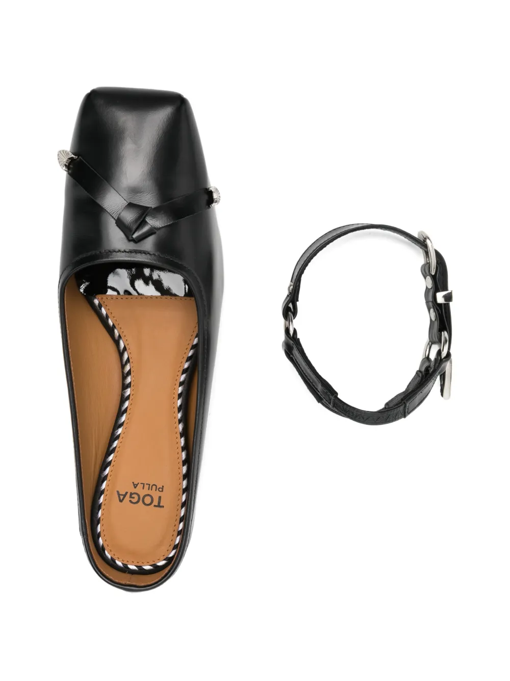 Toga Pulla detachable-strap leather loafers Zwart