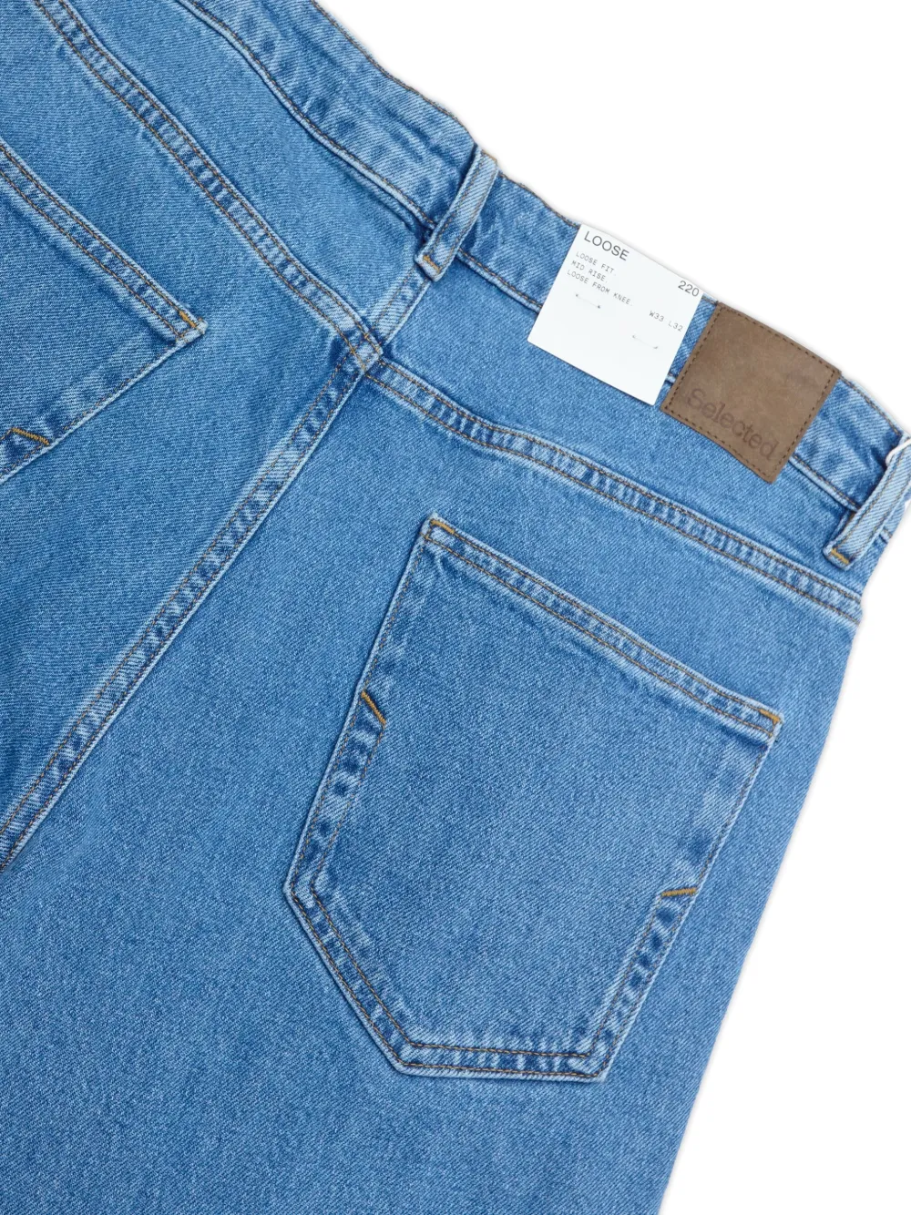 SELECTED 220 ruimvallende jeans Blauw