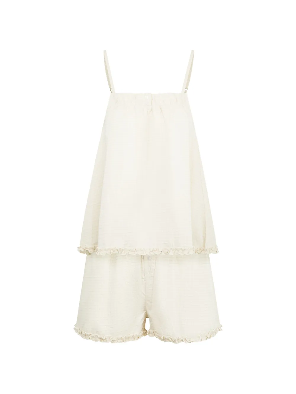 Deiji Studios ruffled-detail shorts set (set of two) - Toni neutri