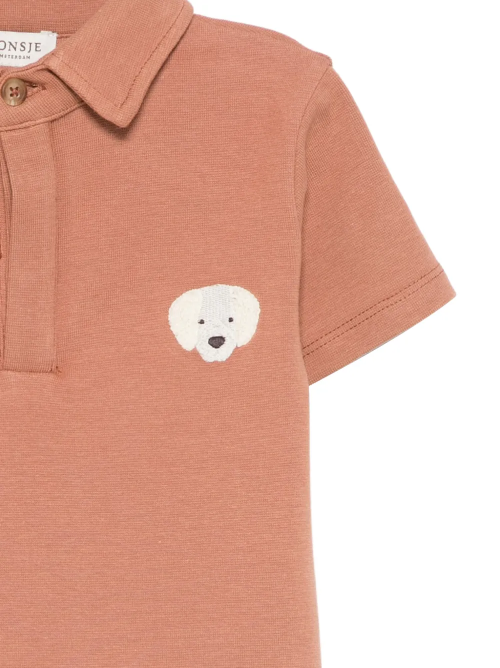 Donsje Poloshirt met borduurwerk Bruin