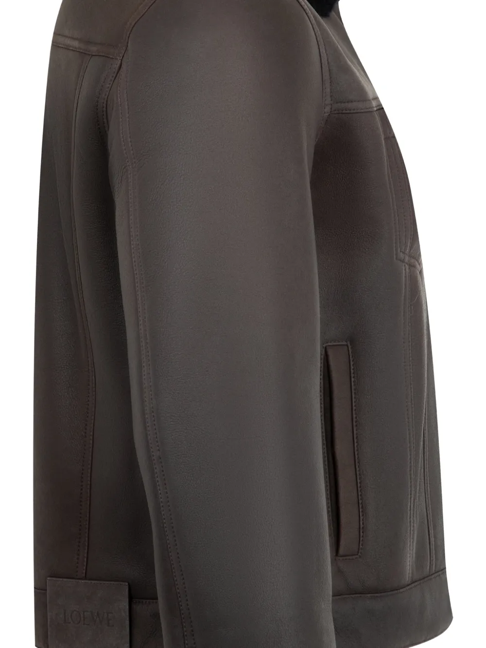  Loewe Button Shearling Trucker Jacket - Brown 