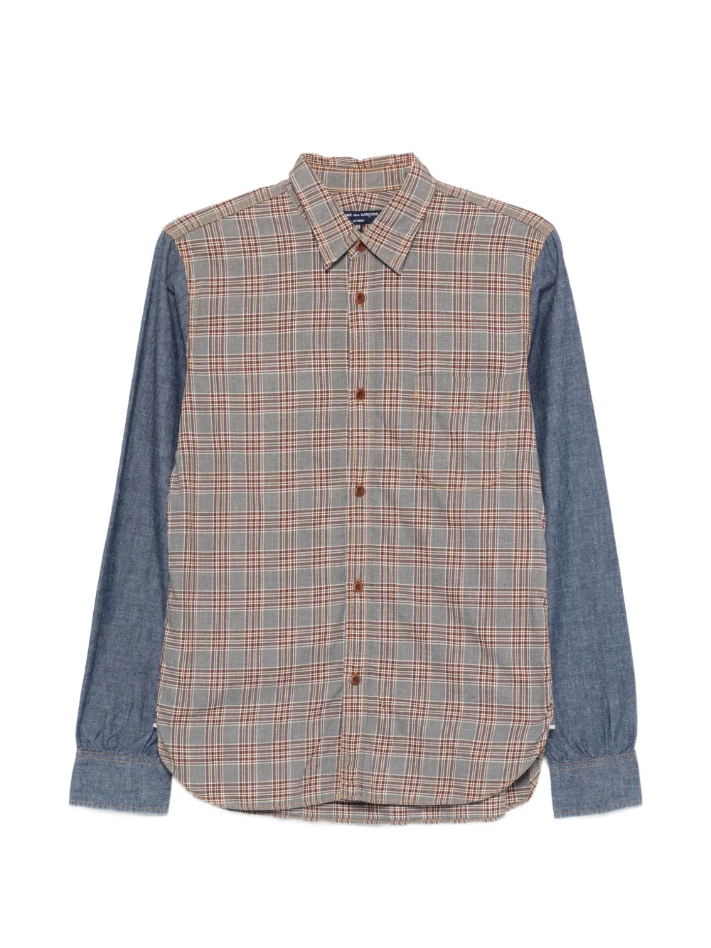 Comme des Garçons Homme denim-sleeve checked shirt - Grigio