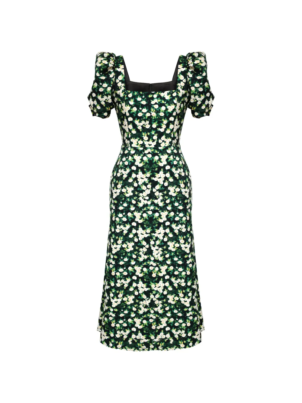 POST MERIDIEM square-neck floral-print midi dress - Verde