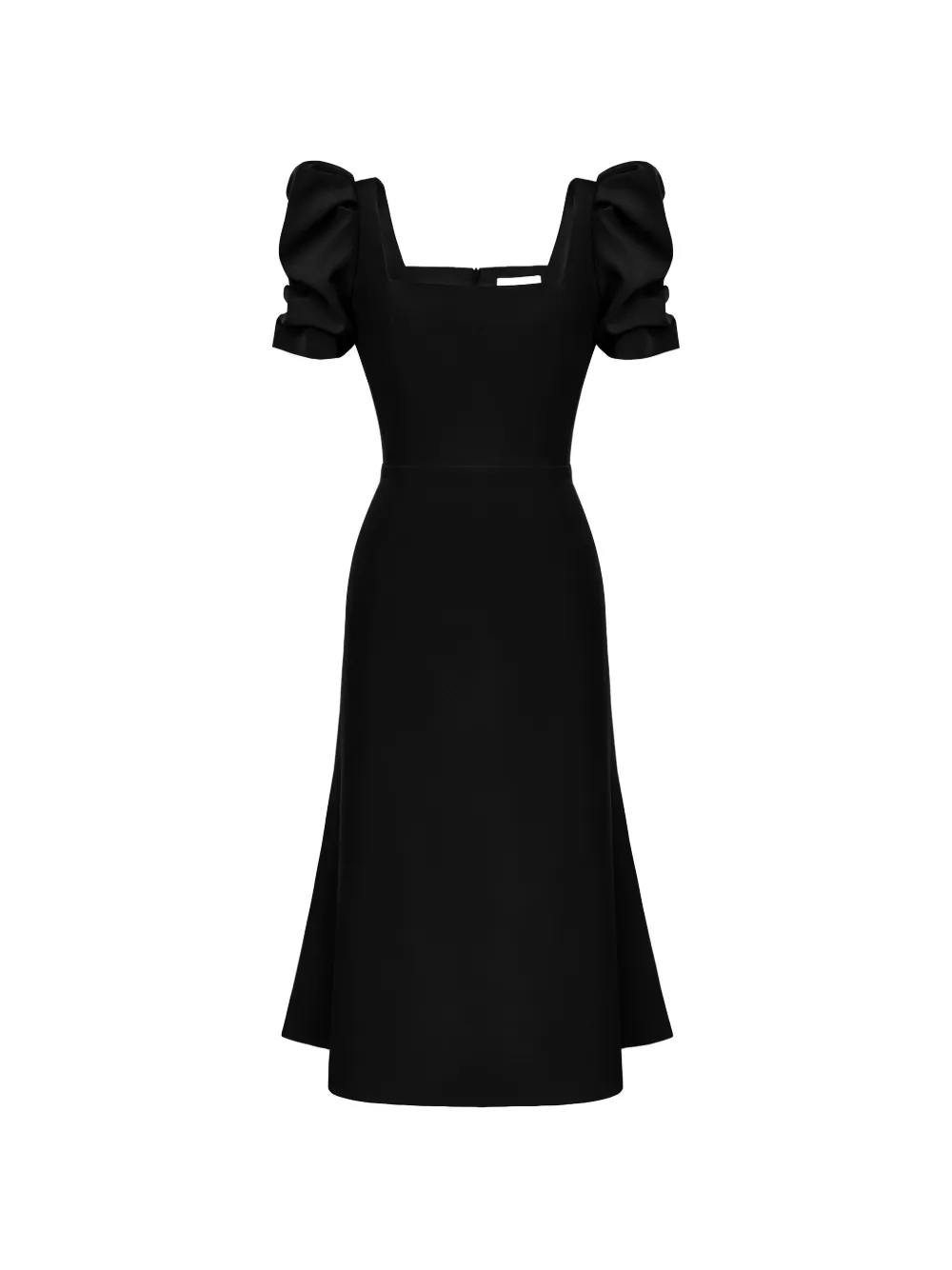 POST MERIDIEM square-neck short-sleeve midi dress - Nero