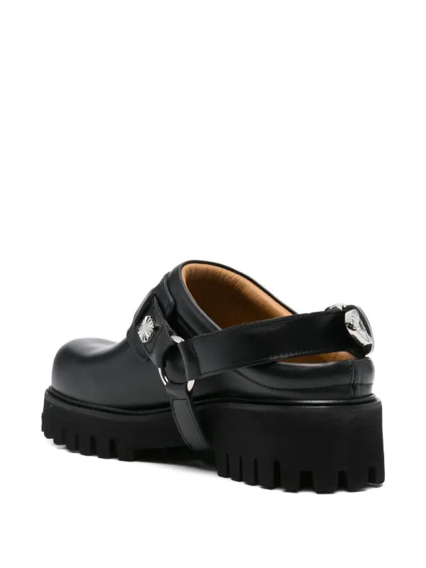 Toga Virilis Buckle Leather Mules | Black | FARFETCH