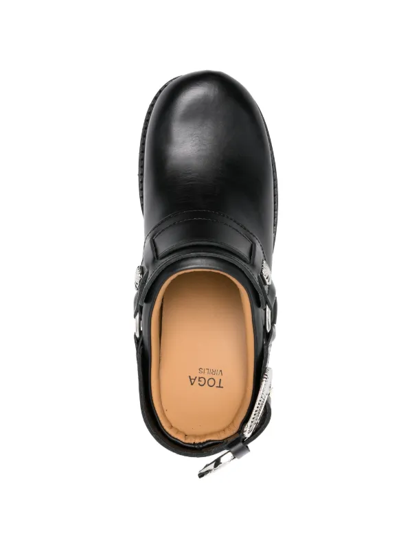Toga Virilis Buckle Leather Mules | Black | FARFETCH