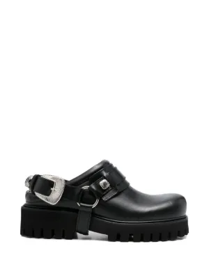 Toga Virilis Eyelet Metal Sabot Loafers | Black | FARFETCH