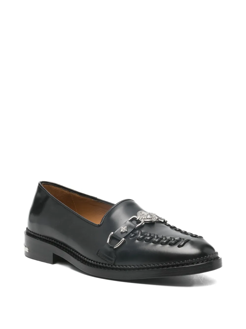 Toga Virilis braided-detail leather loafers Zwart