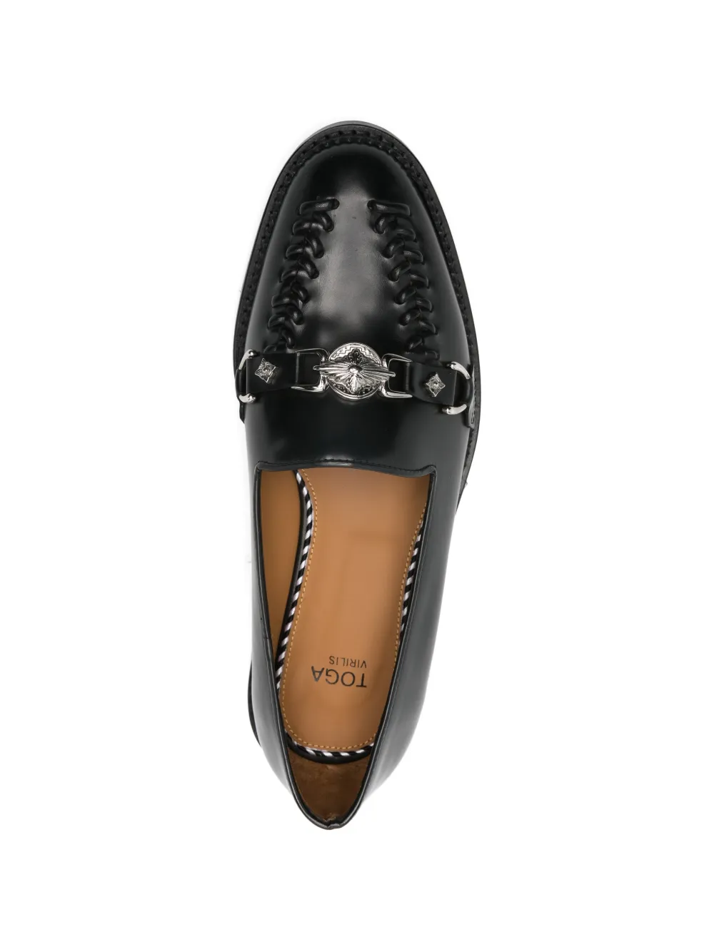 Toga Virilis braided-detail leather loafers Zwart