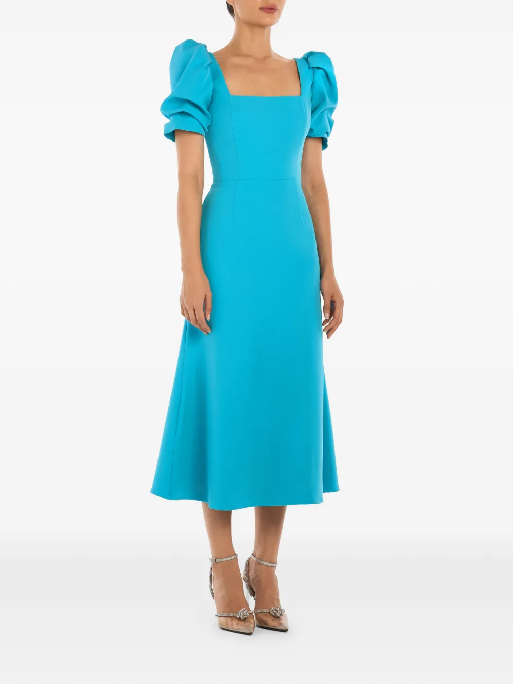  Post Meridiem Square-neck Midi Dress - Blue 