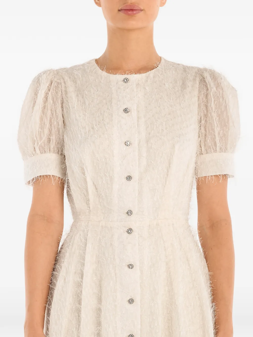 POST MERIDIEM Midi-jurk met knopen Beige