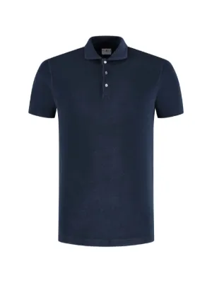BOSS 青 ポロシャツ BOSS - Zip-neck polo shirt with piqué weave