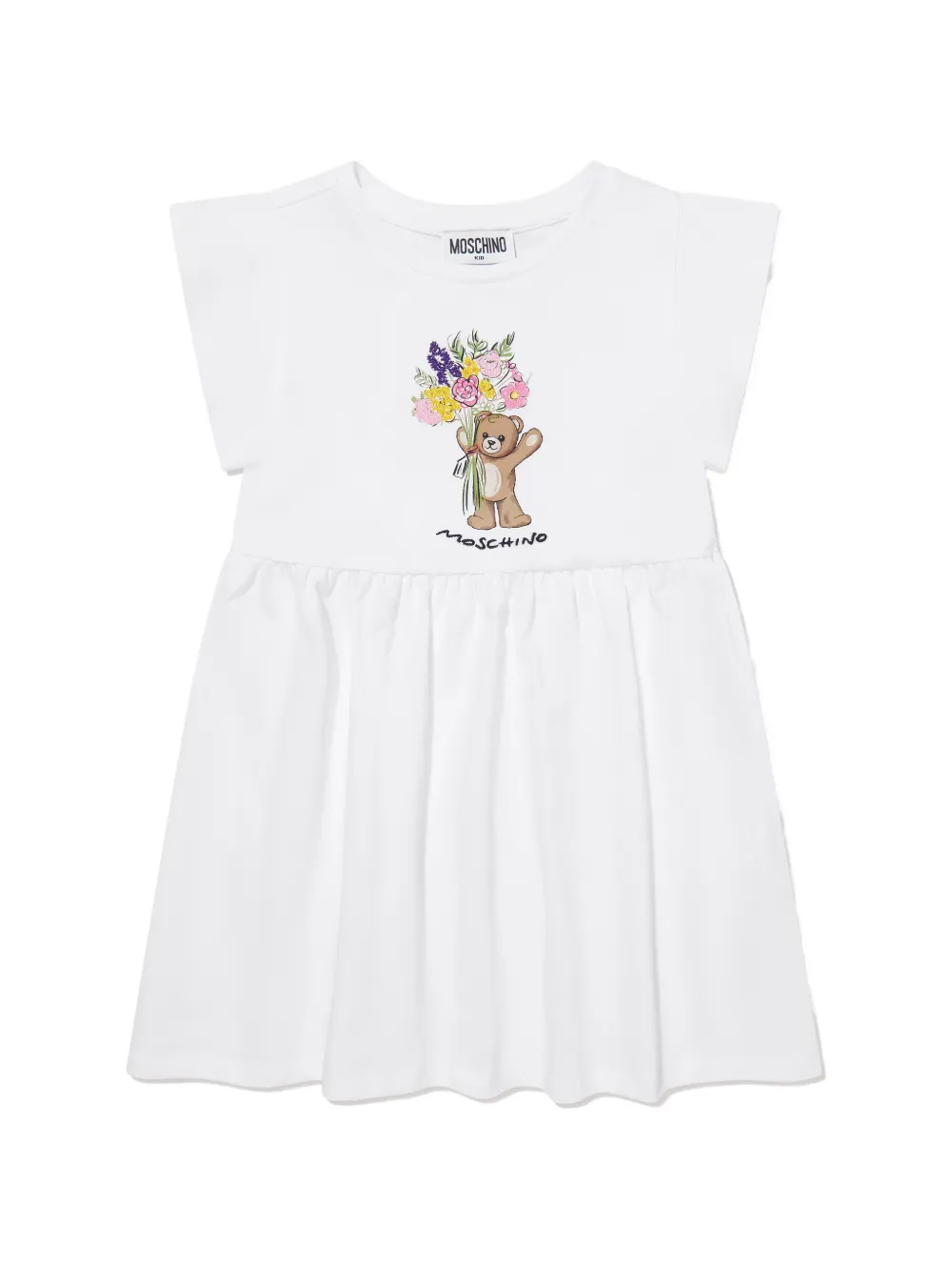Moschino Kids floral-embroidered dress - Weiß