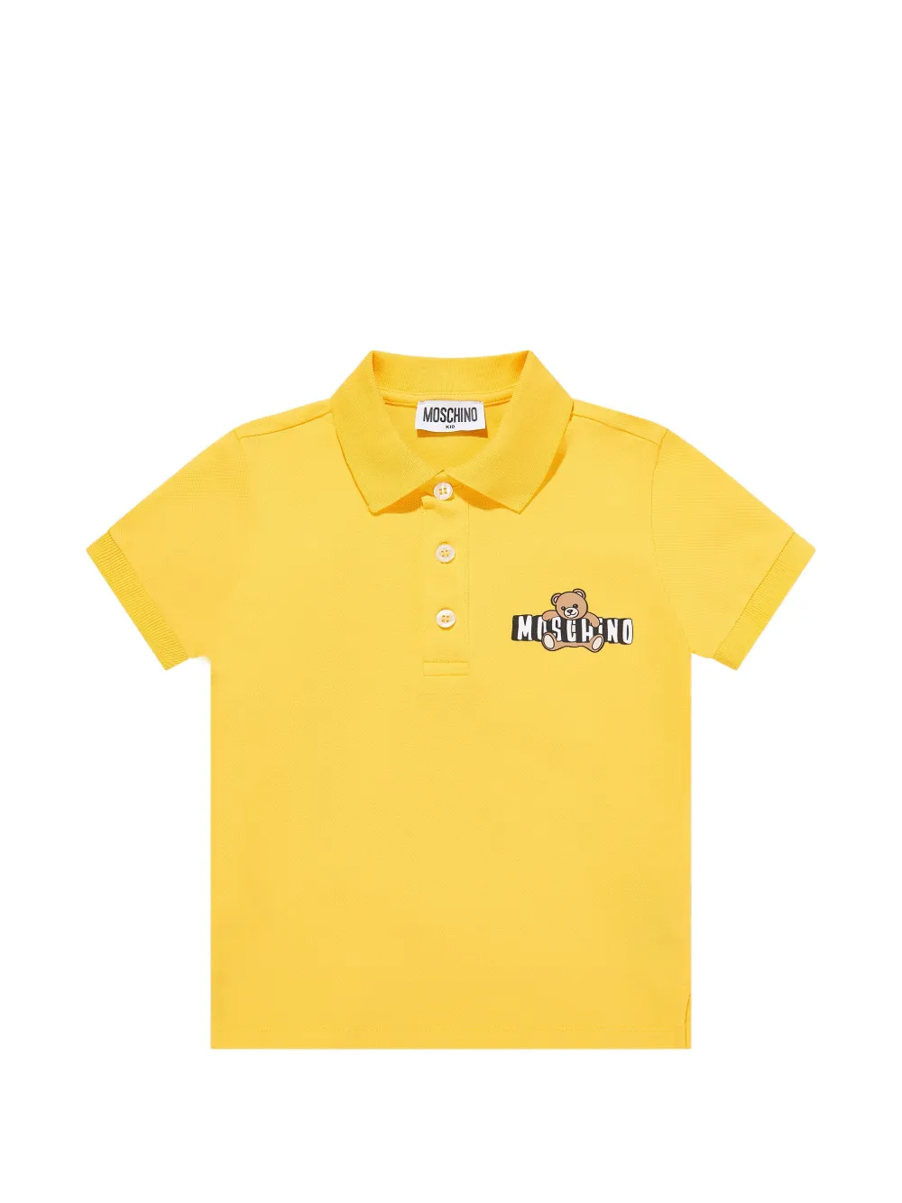 Moschino Kids button logo-print polo shirt - Giallo