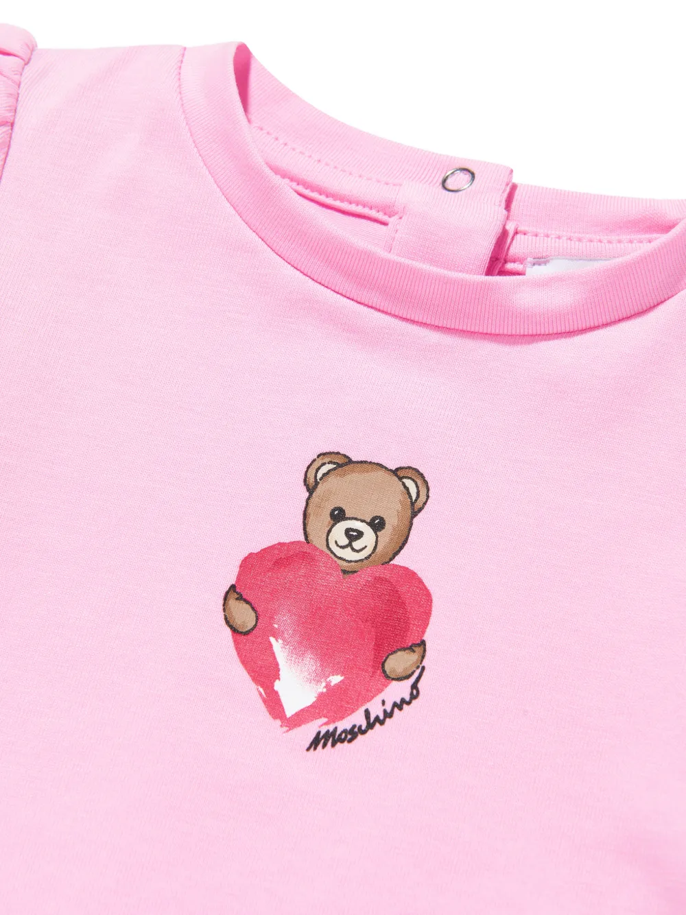 Moschino Kids T-shirt met pofmouwen en teddyprint Roze