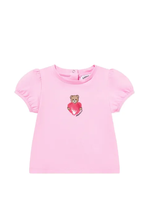 Moschino Kids puff-sleeve teddy-print T-shirt