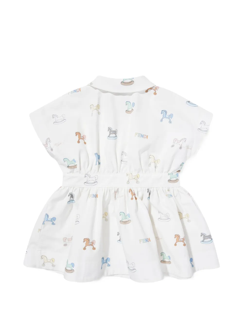  Fendi Kids Ruffled Pattern Dress - White 