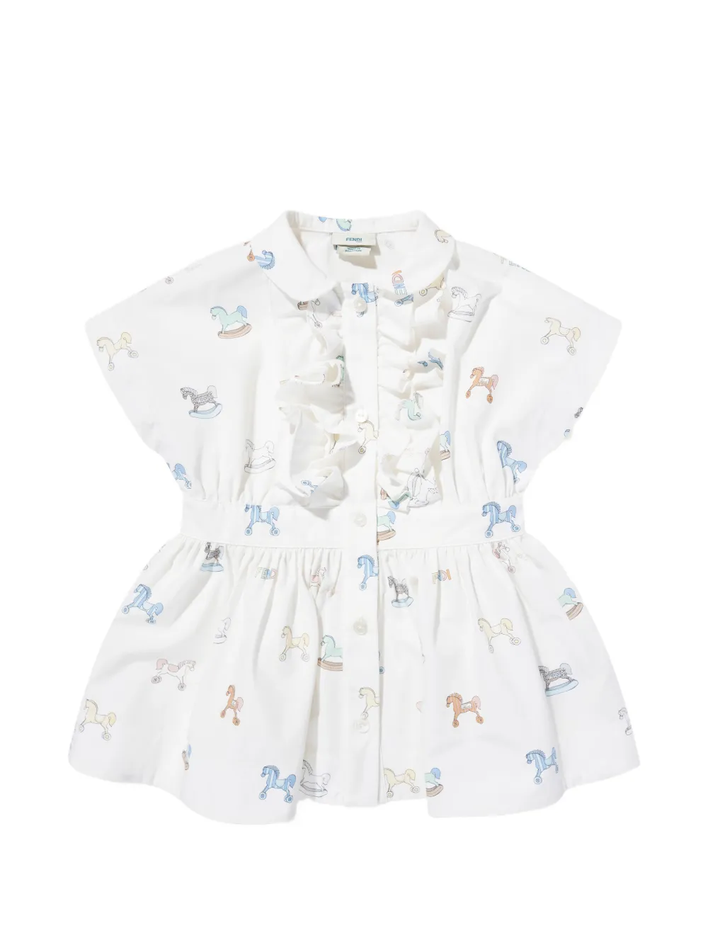 Fendi Kids ruffled pattern dress - White