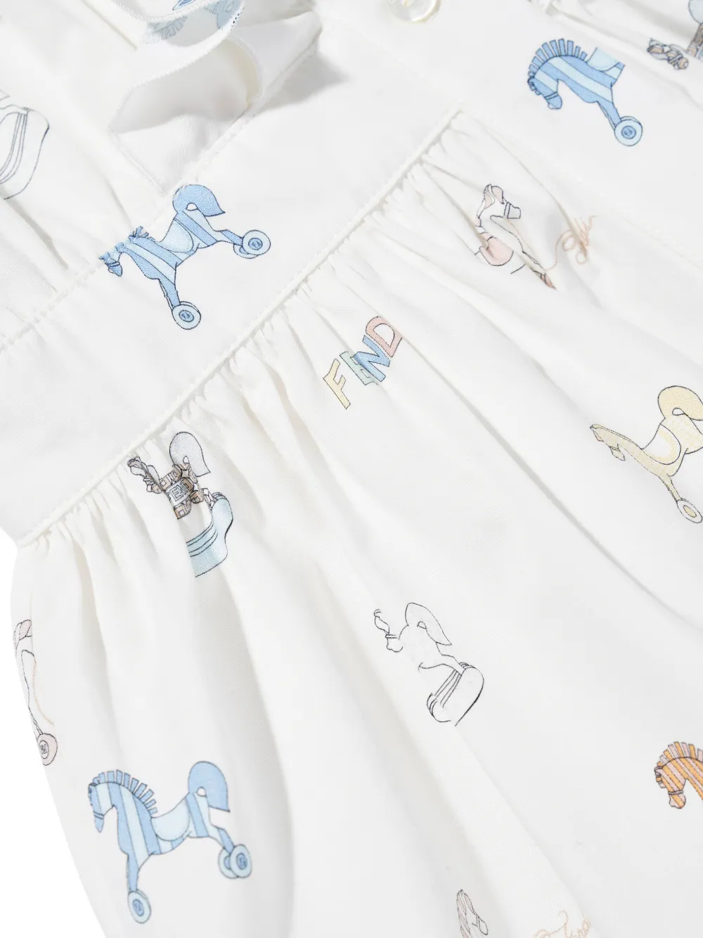 Fendi Kids Jurk met ruches en patroon Wit