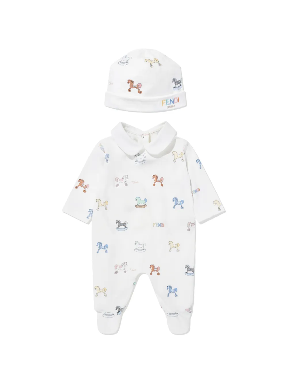 Fendi Kids rocking horse print babygrow set - Weiß