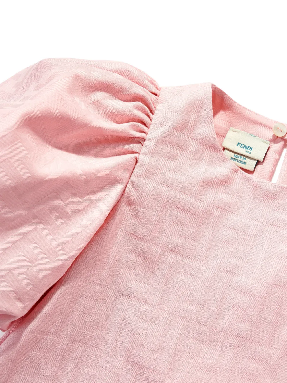 Fendi Kids Jurk met pofmouwen en ronde hals Roze