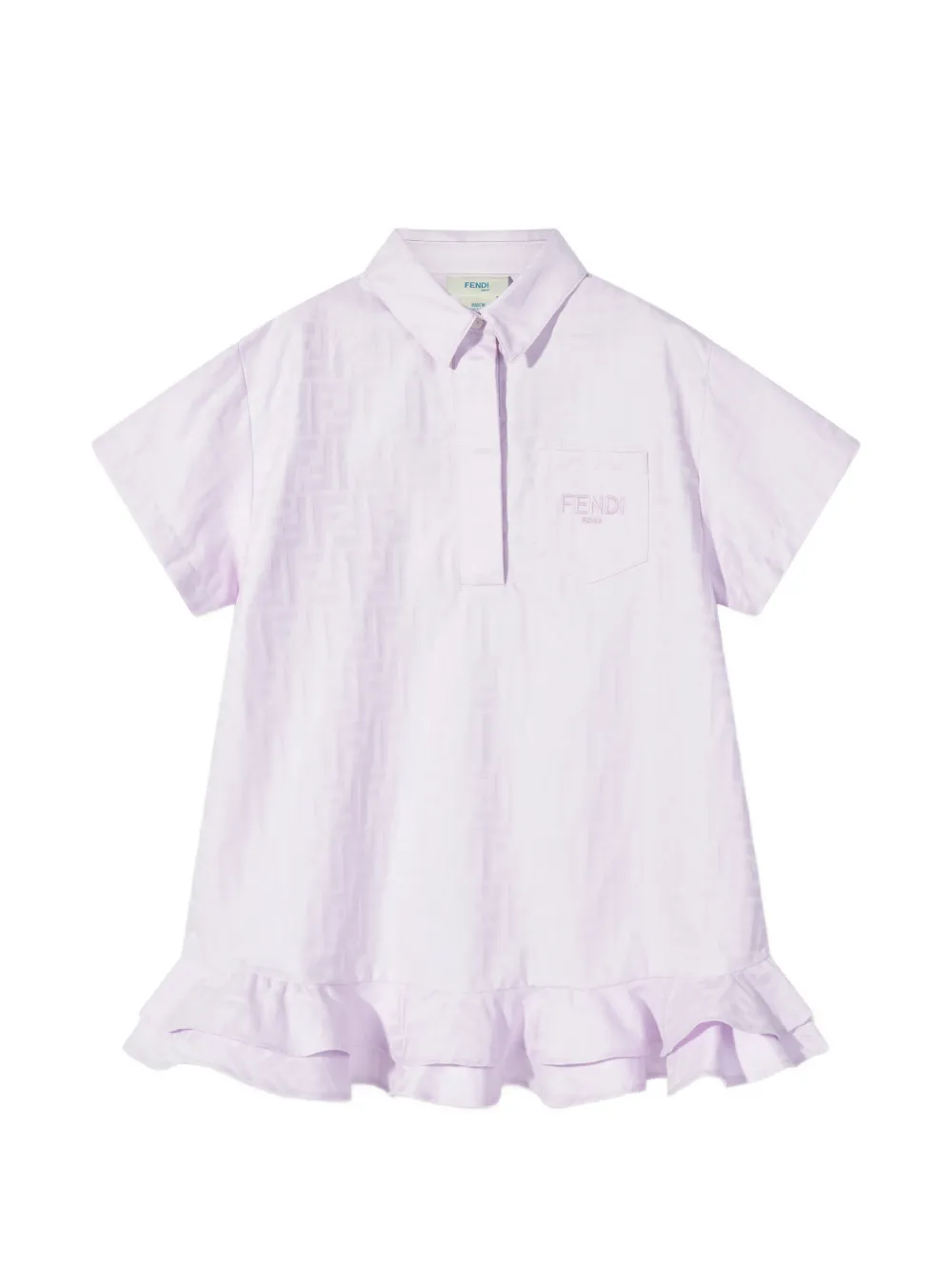 Fendi Kids logo-detail ruffled pocket dress - Viola